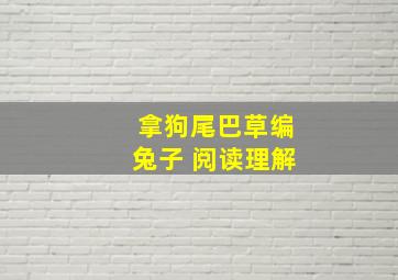 拿狗尾巴草编兔子 阅读理解